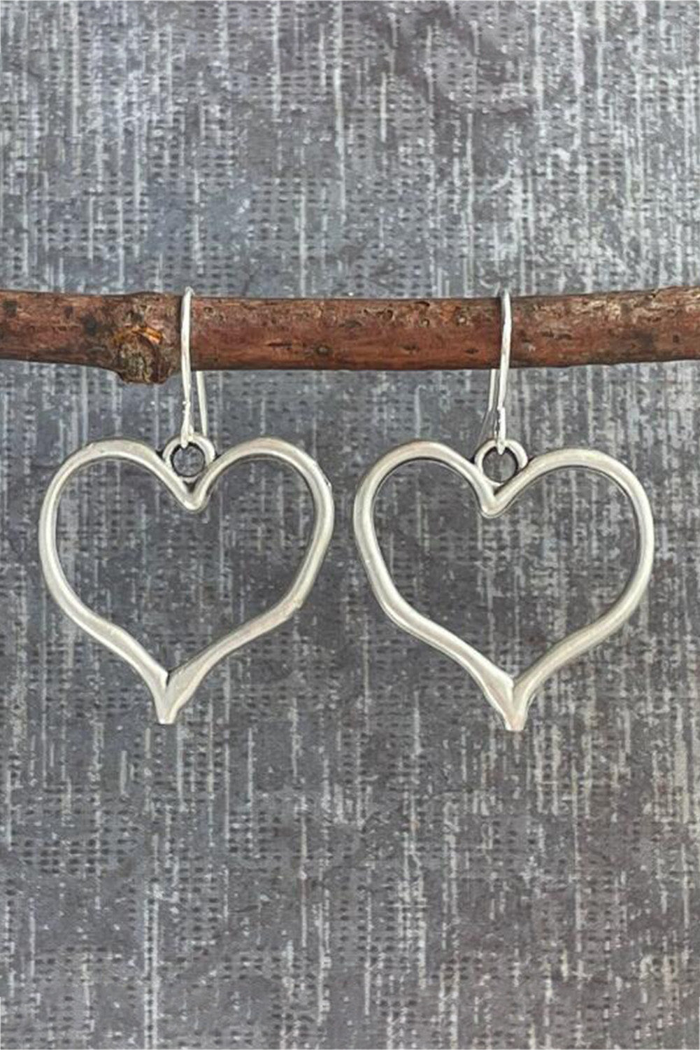 Silvery Heart Shape Hook Drop Earrings 🇨🇳