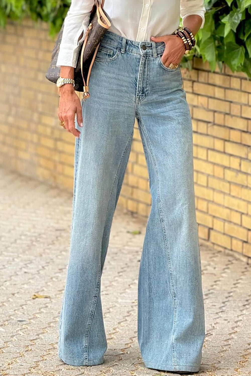 Dusk Blue Acid Wash Extra Wide Leg High Waist Long Jeans 🇨🇳