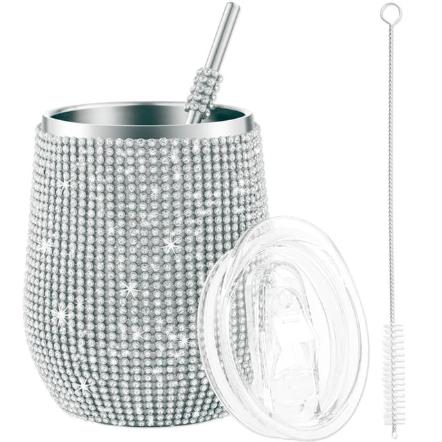 12oz Diamond Wine Tumbler With Sealed Lid 🇨🇳