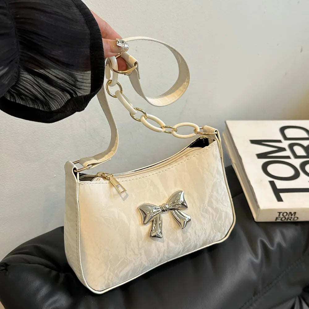 Bow PU Leather Shoulder Bag 🇨🇳
