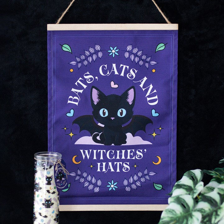 Bats, Cats and Witches Hats Fabric Wall Hanging π¬π§