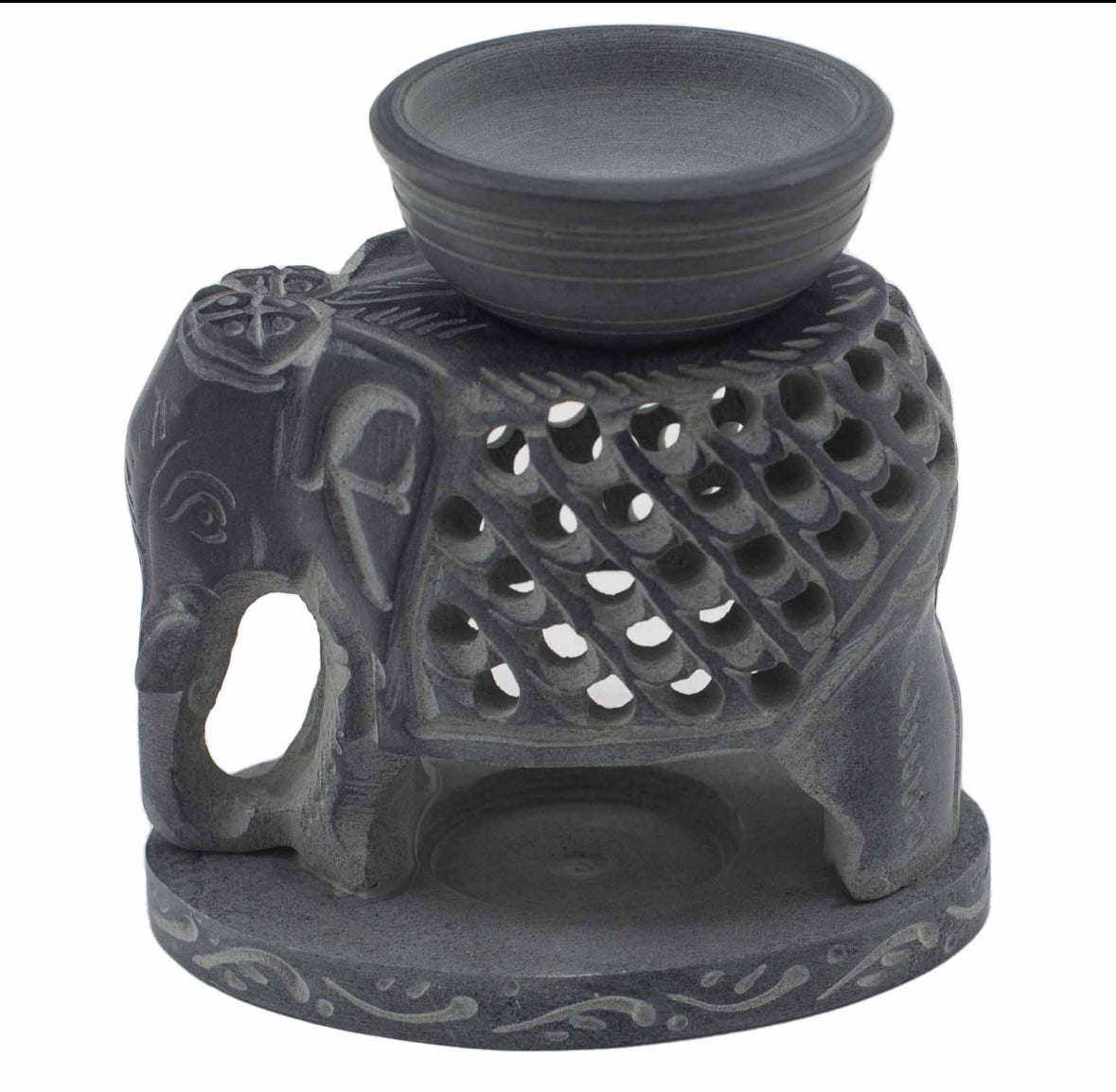 Soapstone Oil Burner 10.5cm - Standing Elephant π¬π§