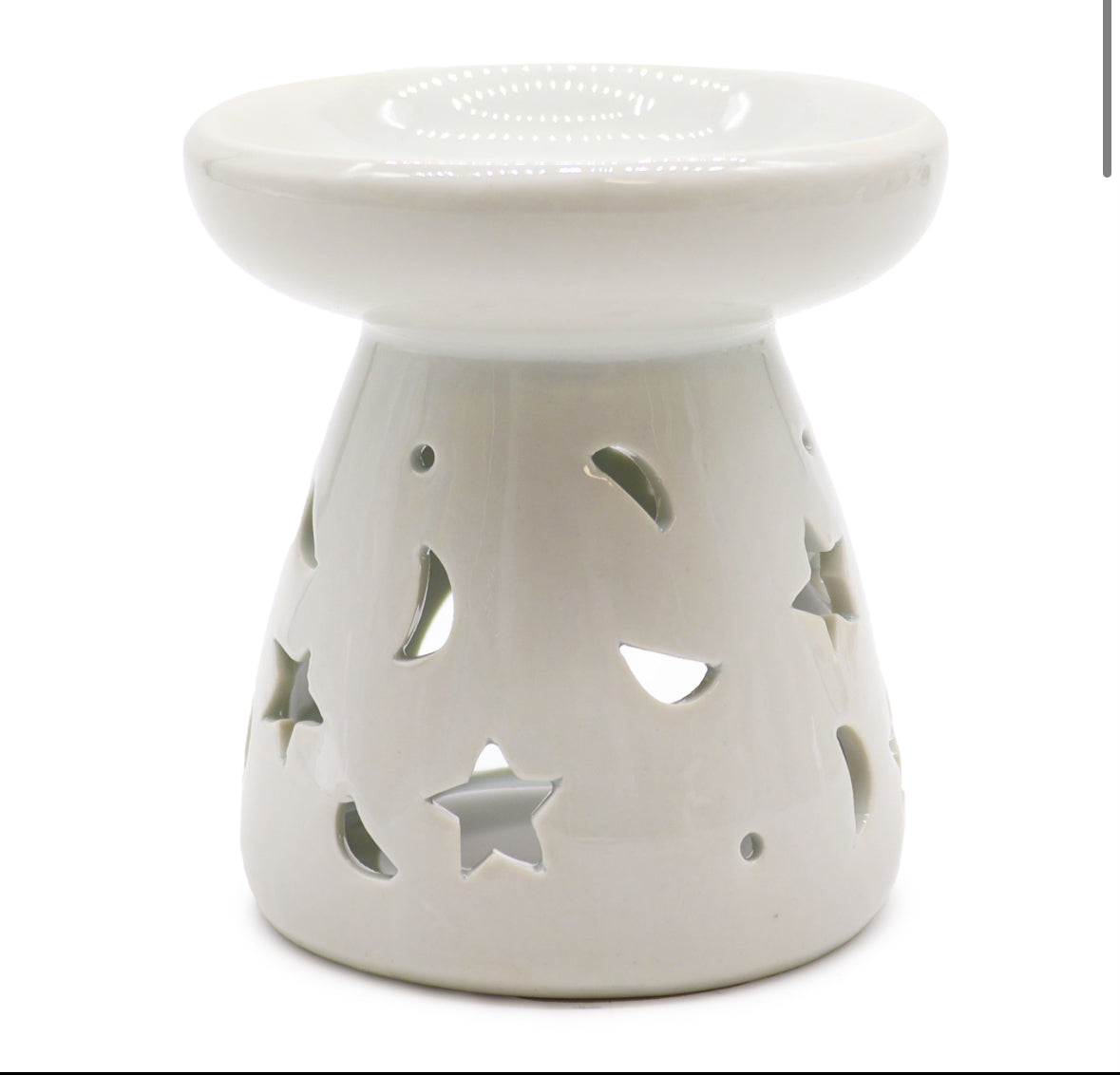 Lrg Classic White Oil Burner - Moon & Star π¬π§