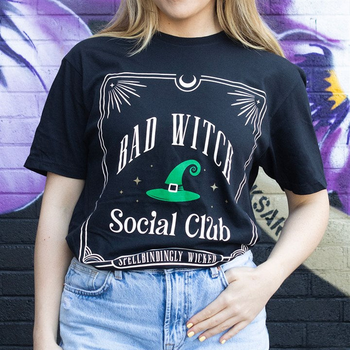 Green Bad Witch Social Club Unisex T-shirt Size S 🇬🇧