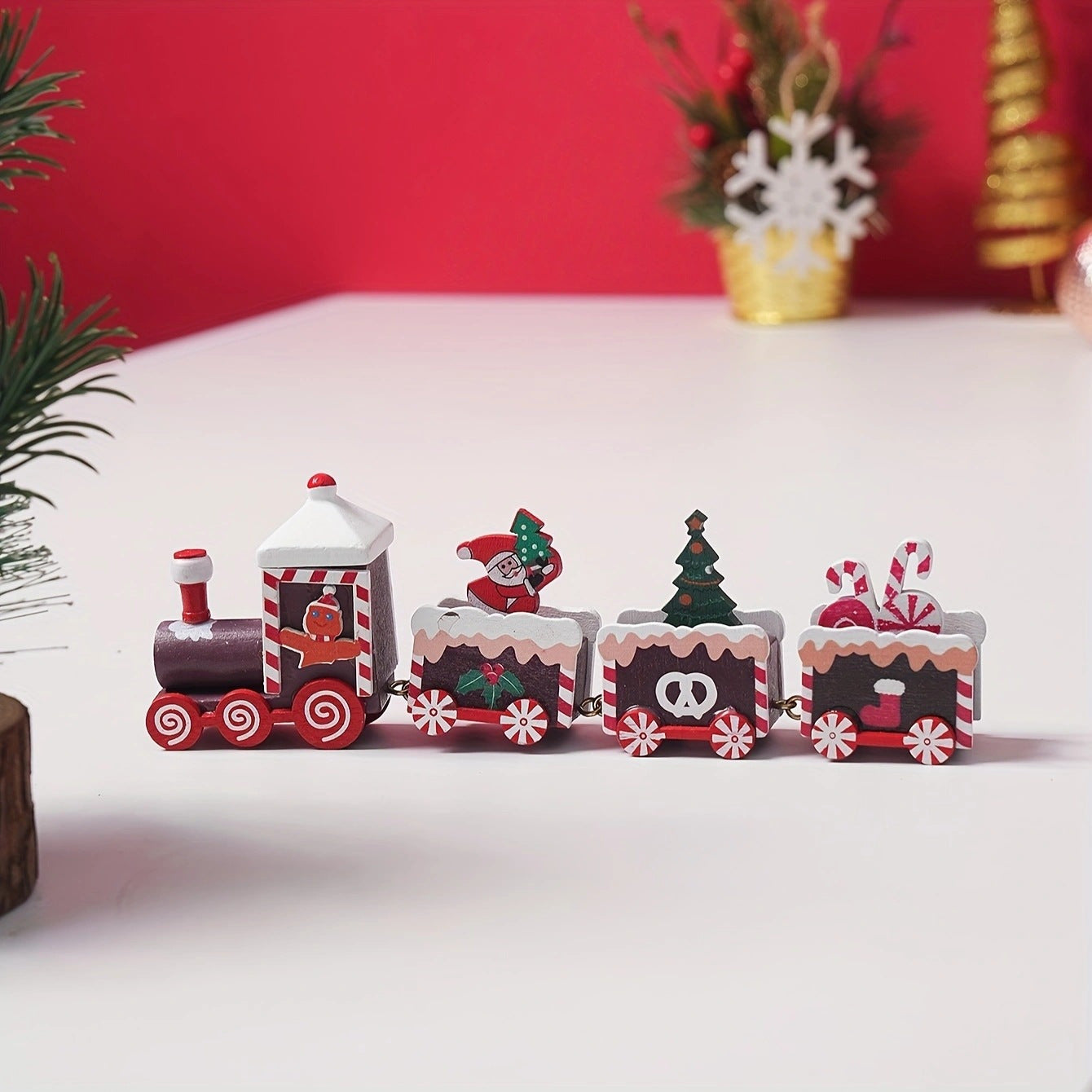 Christmas Decorations Wooden Train Children's Gifts Christmas Small Gifts Window Decoration 🇨🇳