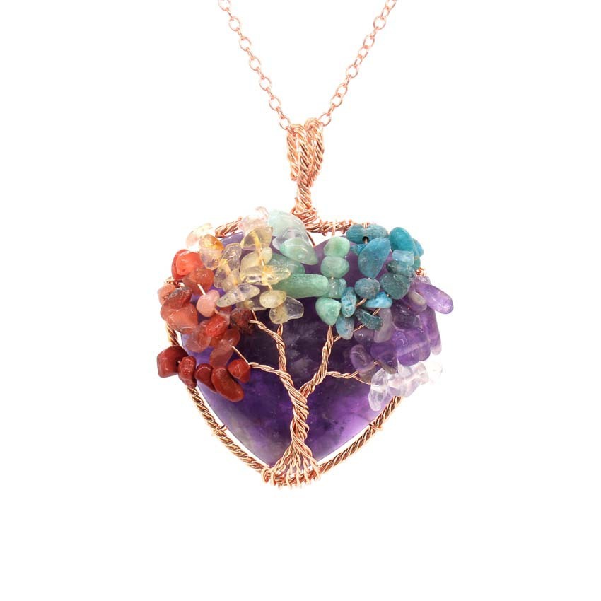 Crystal Heart-shaped Colorful Gravel Handmade Winding Pendant 🇨🇳