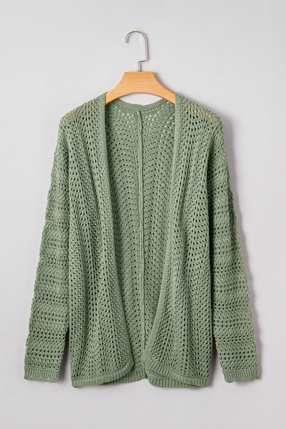 Green Bay Scalloped Edge Eyelet Knit Batwing Sleeve Cardigan πΊπΈ