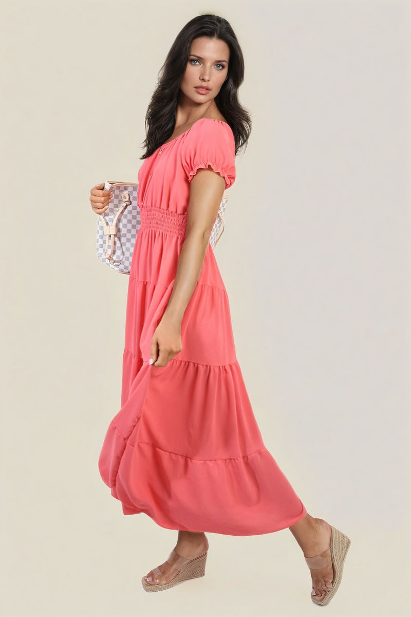 Smocked Waist Tiered Midi Dress π¬π§