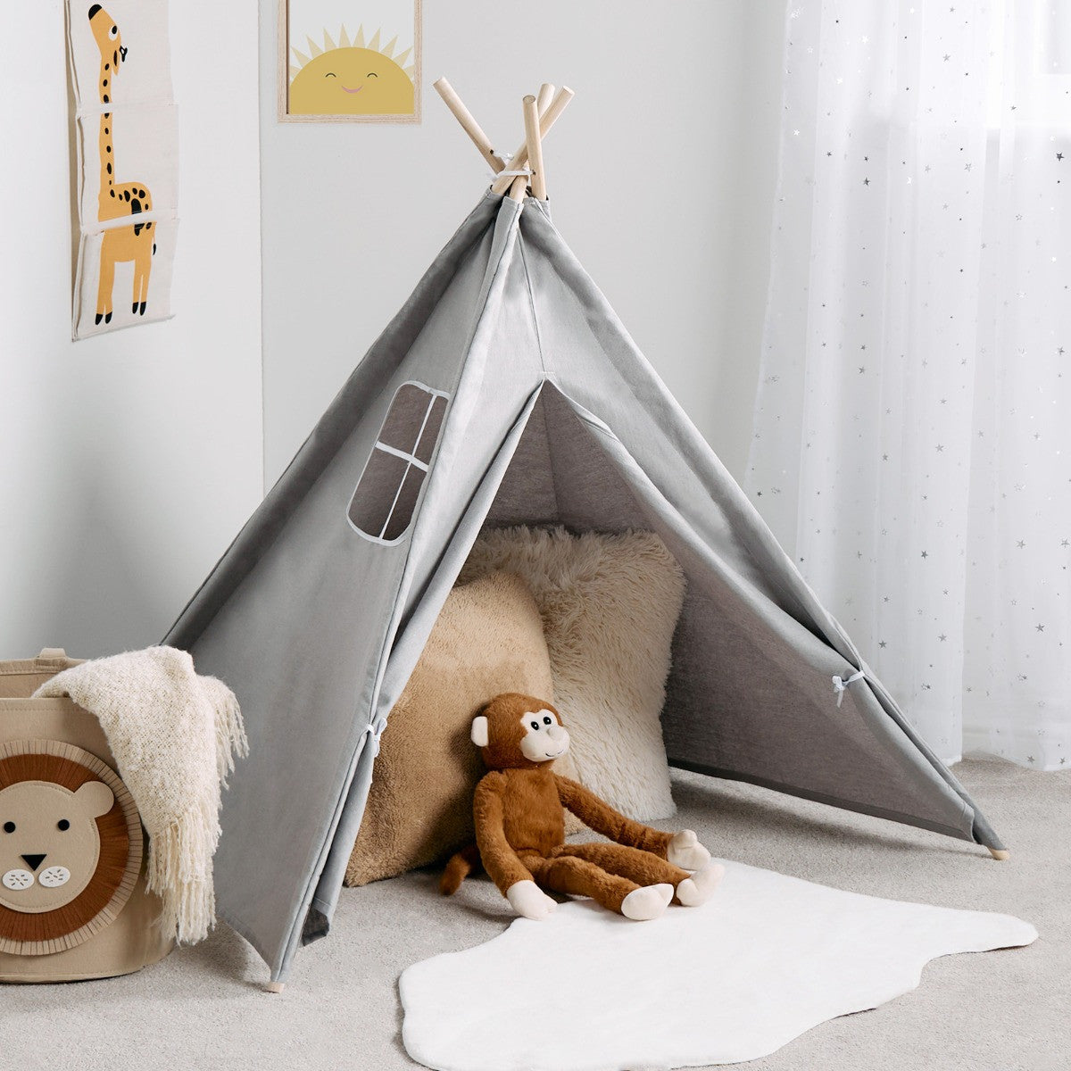 Foldable Kid's Storage Teepee - Grey π¬π§