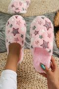 Pink Star Pattern Plush Home Slippers 🇺🇸