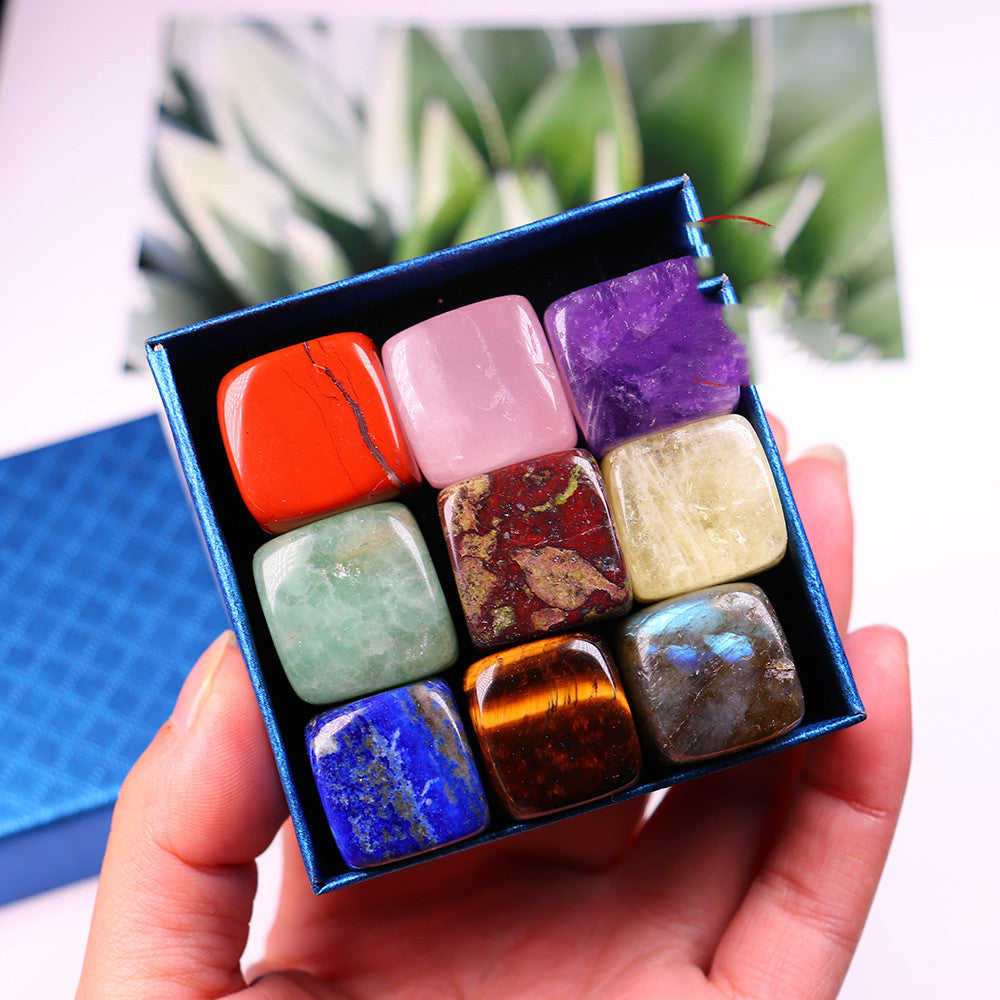 Natural Crystal Block Gravel Energy Gem Chakra Crystal 9 Gift Box 🇨🇳