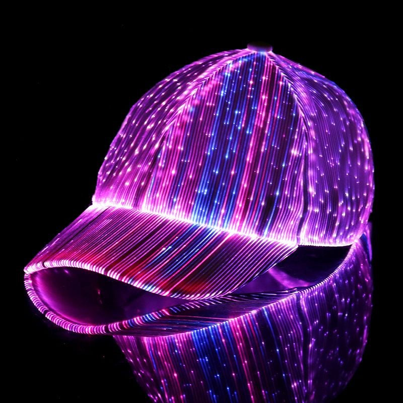 Hot Selling New LED Fiber Optic Light-Up Hat, Bar Party Glow Baseball Cap, Hip-Hop Couple Flashing Hat 🇨🇳