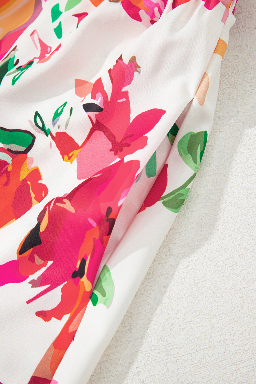 Pink Floral Print V Neck Ruffle Sleeve Plus Size Midi Dress 🇨🇳