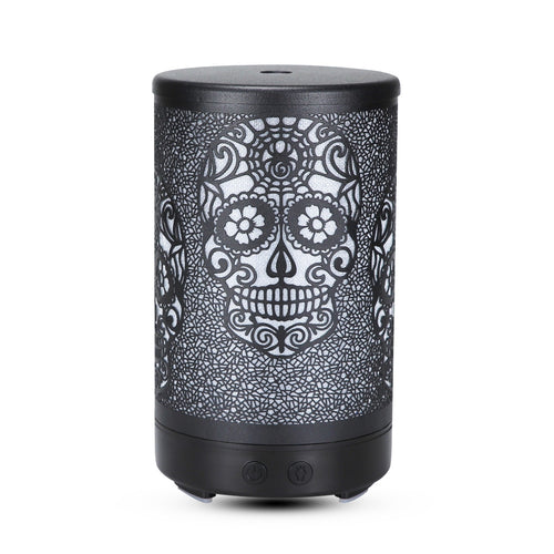 100ml Iron Metal Humidifier Aroma 7 Colors Led Lamp Ultrasonic Electric Skull Aroma Diffuser With Remote 🇨🇳