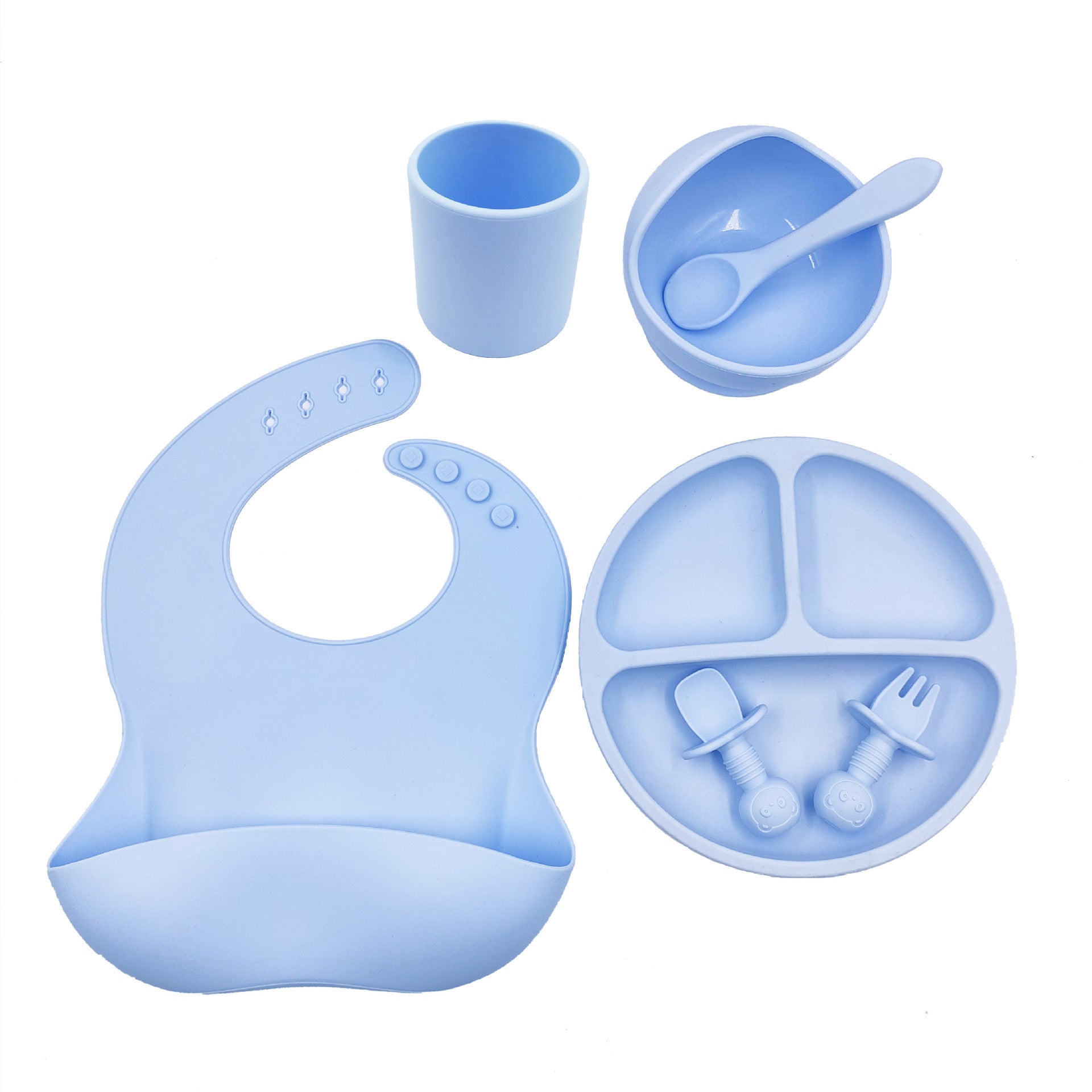 Baby Cutlery Set Silicone Bib Silicone Cup Spoon 🇨🇳