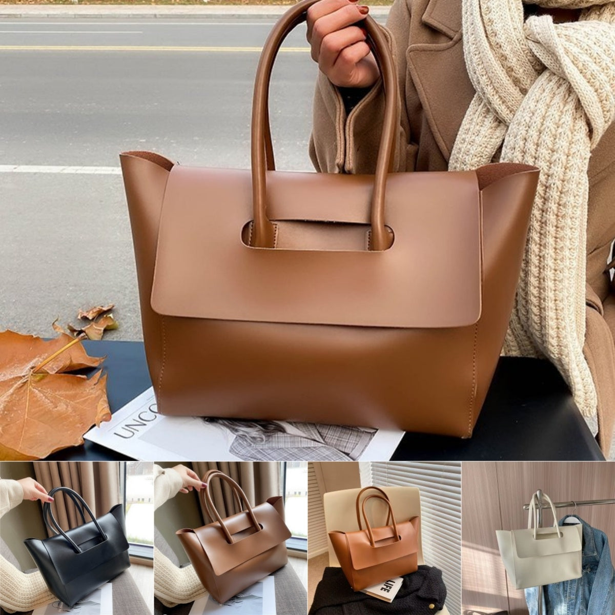 Women Shoulder Bags Large Capacity Simple Retro Tote Bags Solid Color Famous Brand High Quality Bags 🇨🇳