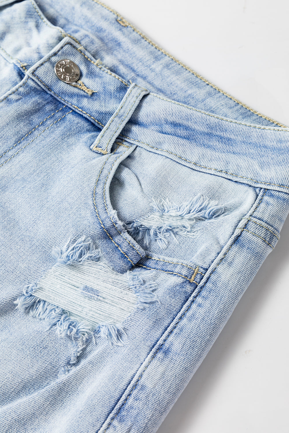 Beau Blue Vintage Light Wash Distressed Flare Jeans 🇨🇳
