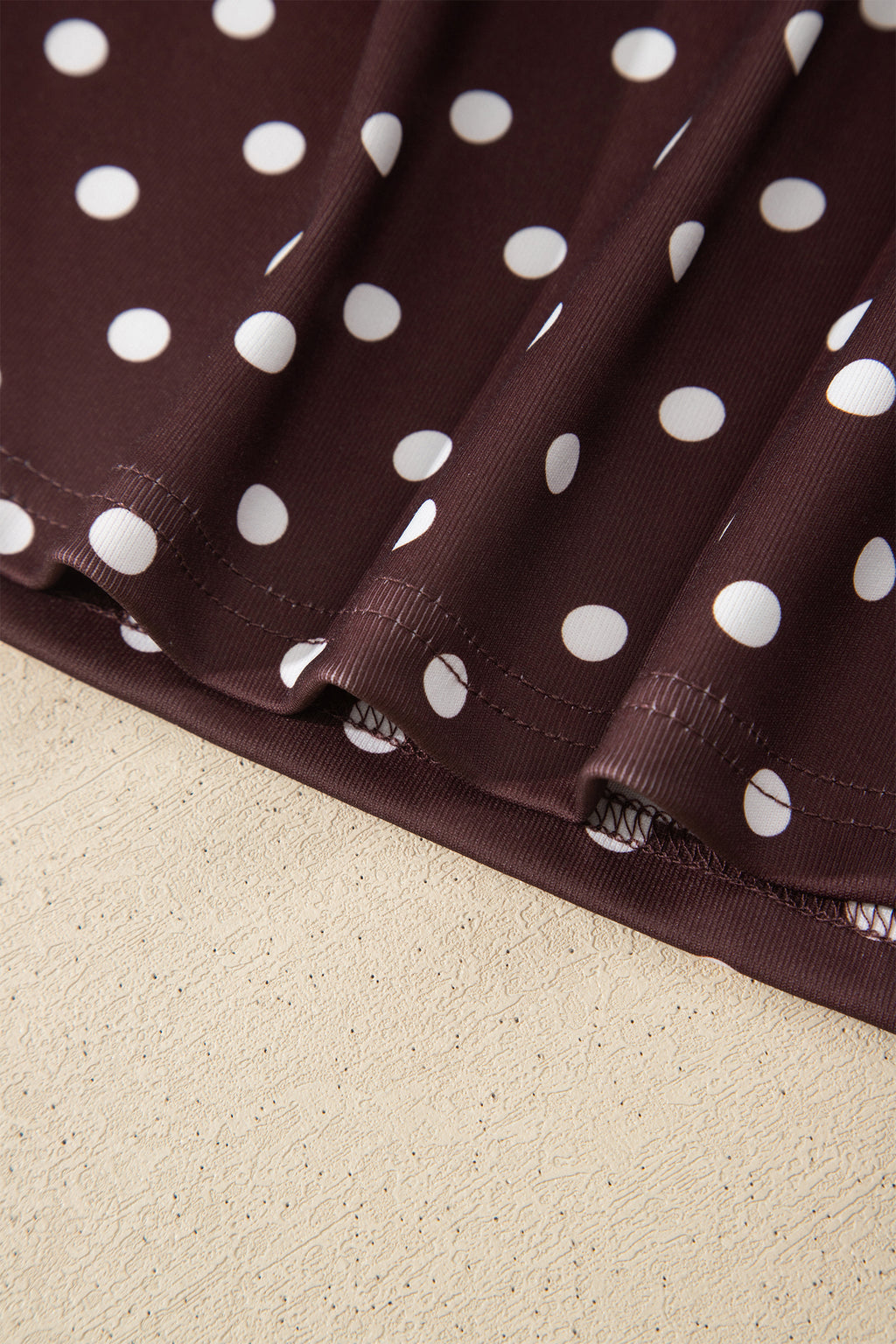 Brown Polka Dot Halter Tank Drawstring Elastic Waist Short Set 🇺🇸