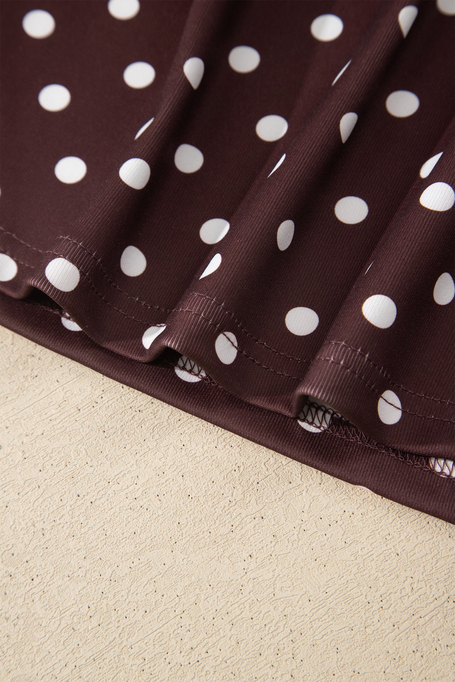 Brown Polka Dot Halter Tank Drawstring Elastic Waist Short Set 🇺🇸
