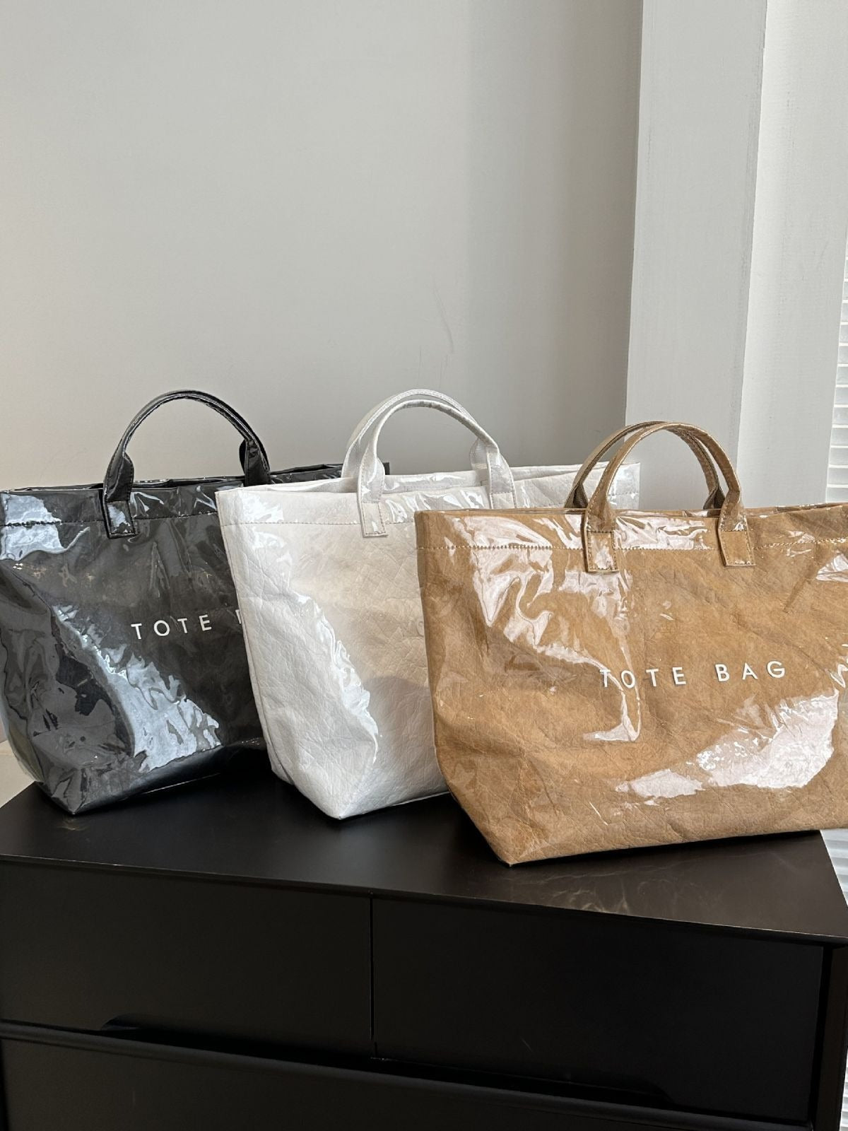 Fashionable Retro Dupont Paper Bag Women's Large Capacity Kraft Paper Handbag Shopping Bag Trendy 🇨🇳