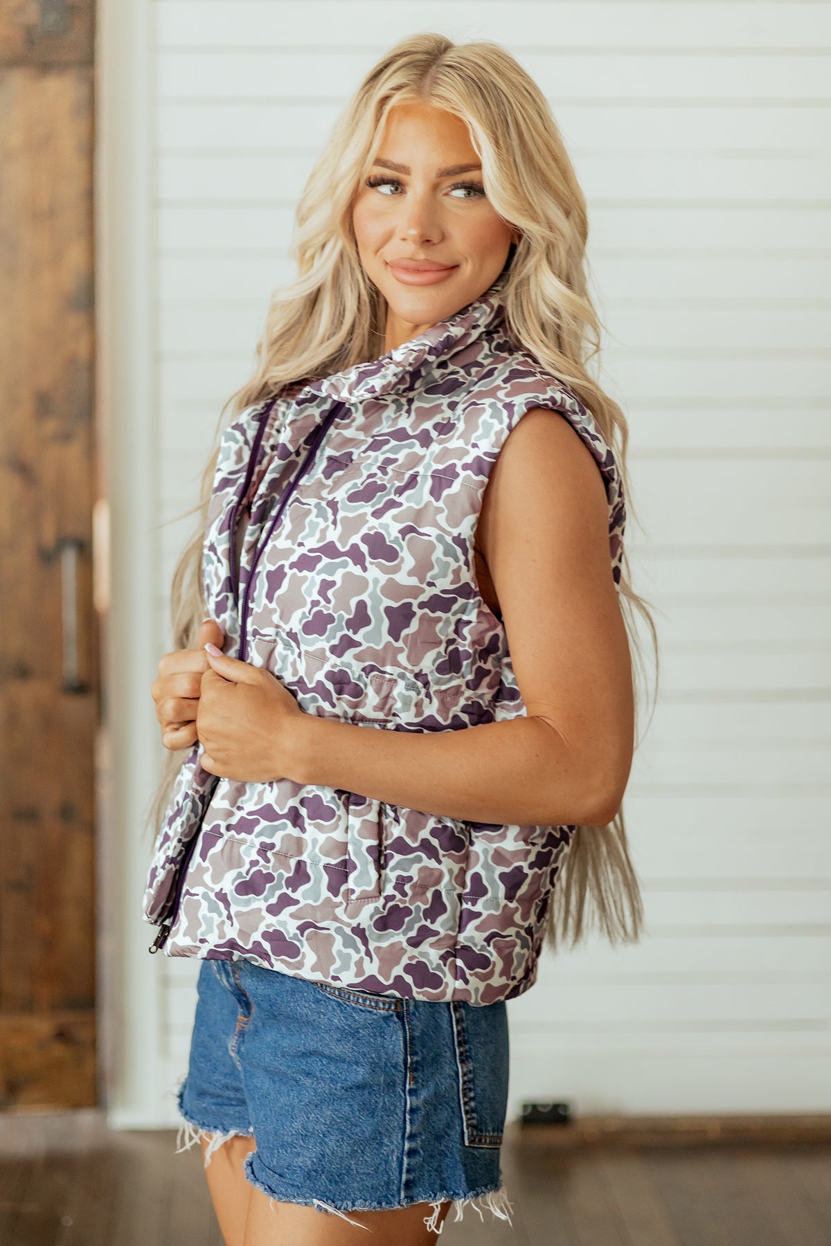 Multicolour Camouflage Puffer Zip-up Stand Neck Sleeveless Vest 🇺🇸