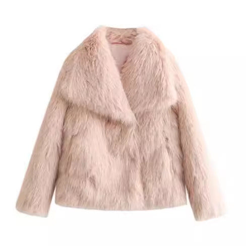 Winter Plush Coat Fashion Warm Thicken Fluffy Lapel Jacket Outwear with Casual Long Sleeve 🇨🇳