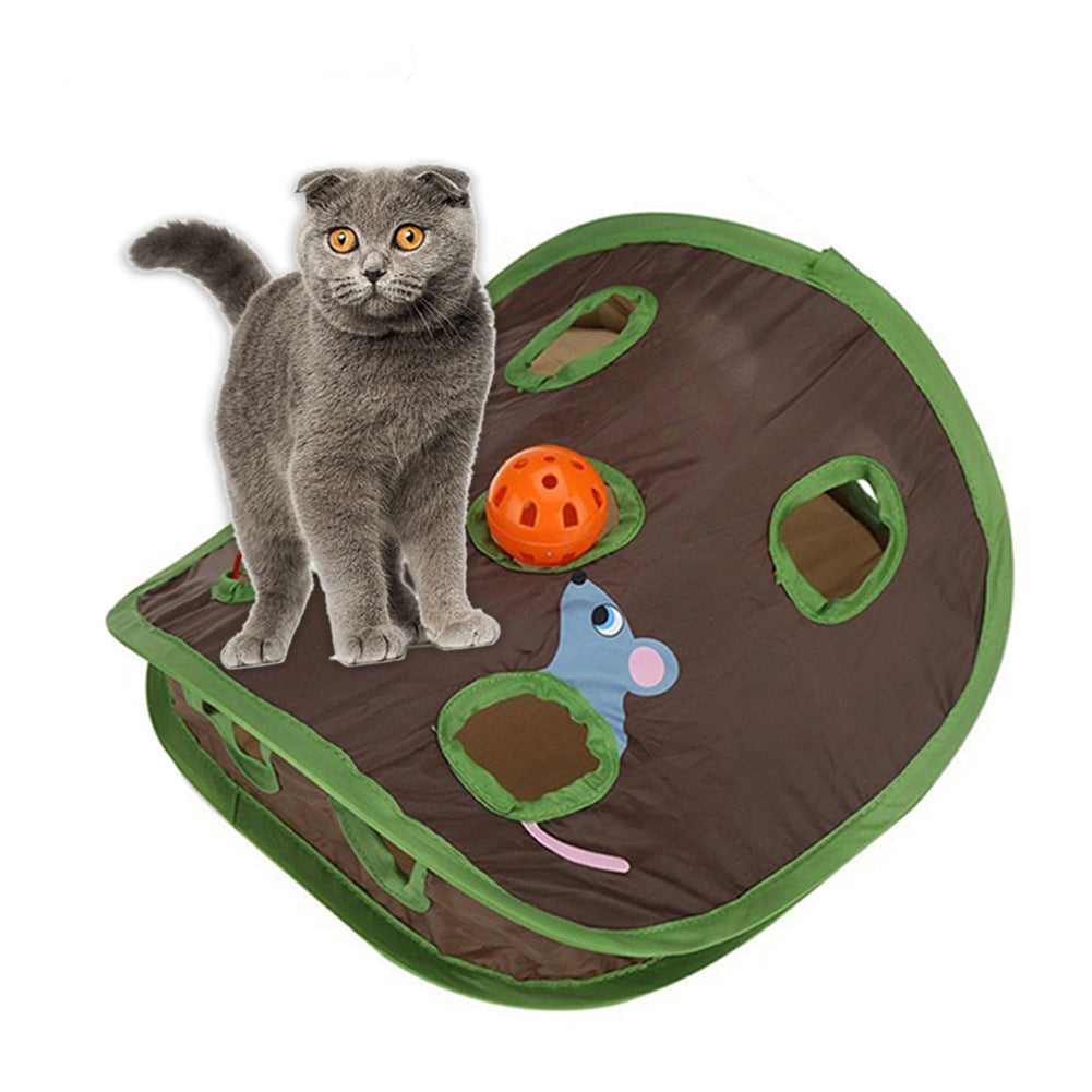 Cute Pet Cat Interactive Hide Seek Game 9 Holes Tunnel Mouse Hunt Intelligence Toy Pet Hidden Hole Kitten Foldable Toys 🇨🇳