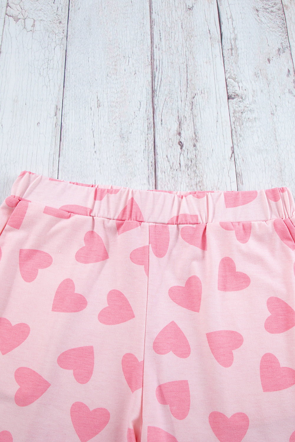 Pink Valentine Heart Shape Print Long Sleeve Top Shorts Lounge Set 🇺🇸
