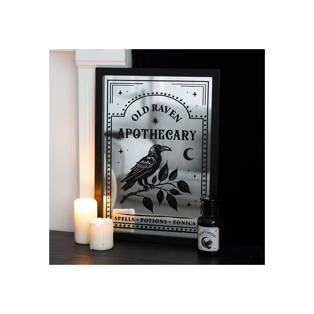 Old Raven Apothecary Mirrored Wall Art 🇬🇧