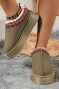 Sage Green Contrast Print Suede Plush Lined Boots/slippers 🇨🇳