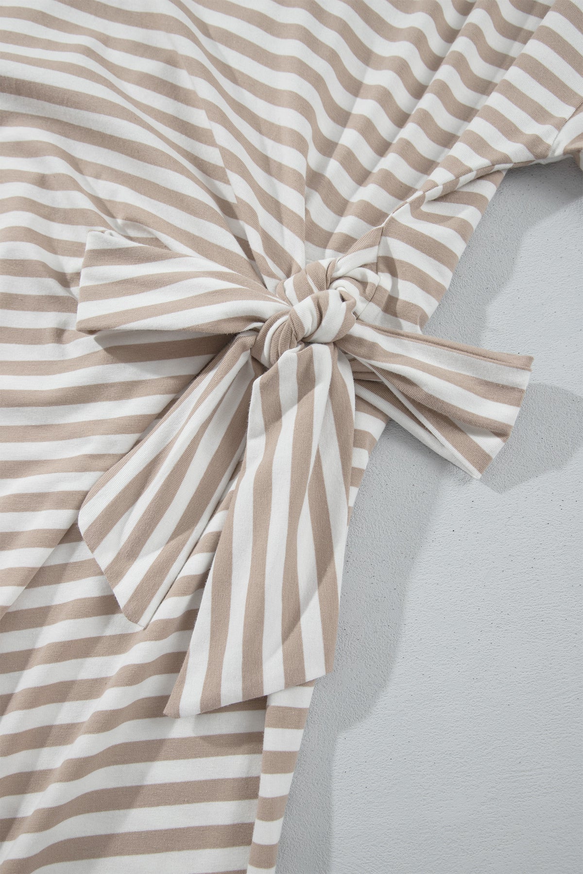 Khaki Stripe Striped Colorblock Cuffs Round Neck Long Sleeve Shift Dress 🇺🇸