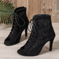 Sandals hollowed out shoes front strap with fish mouth ultra-high slim heel high-heeled cool boots 🇨🇳