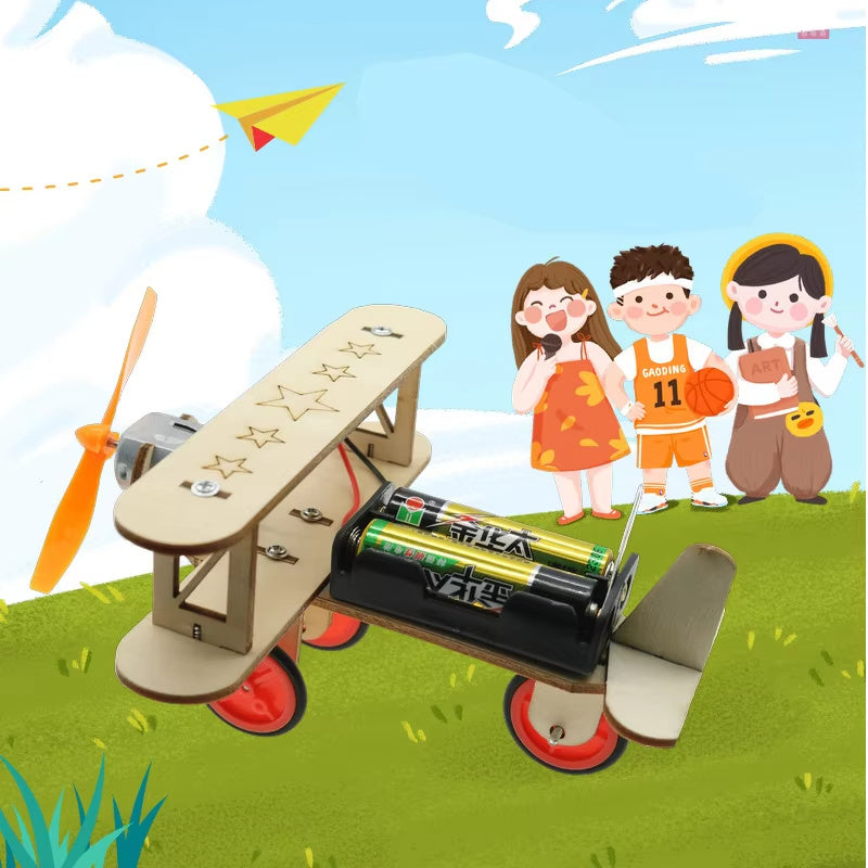 Wooden DIY Airplane Kids Puzzles Helicopter School Projects Experiment Kits Science Toys For Children Education 🇨🇳