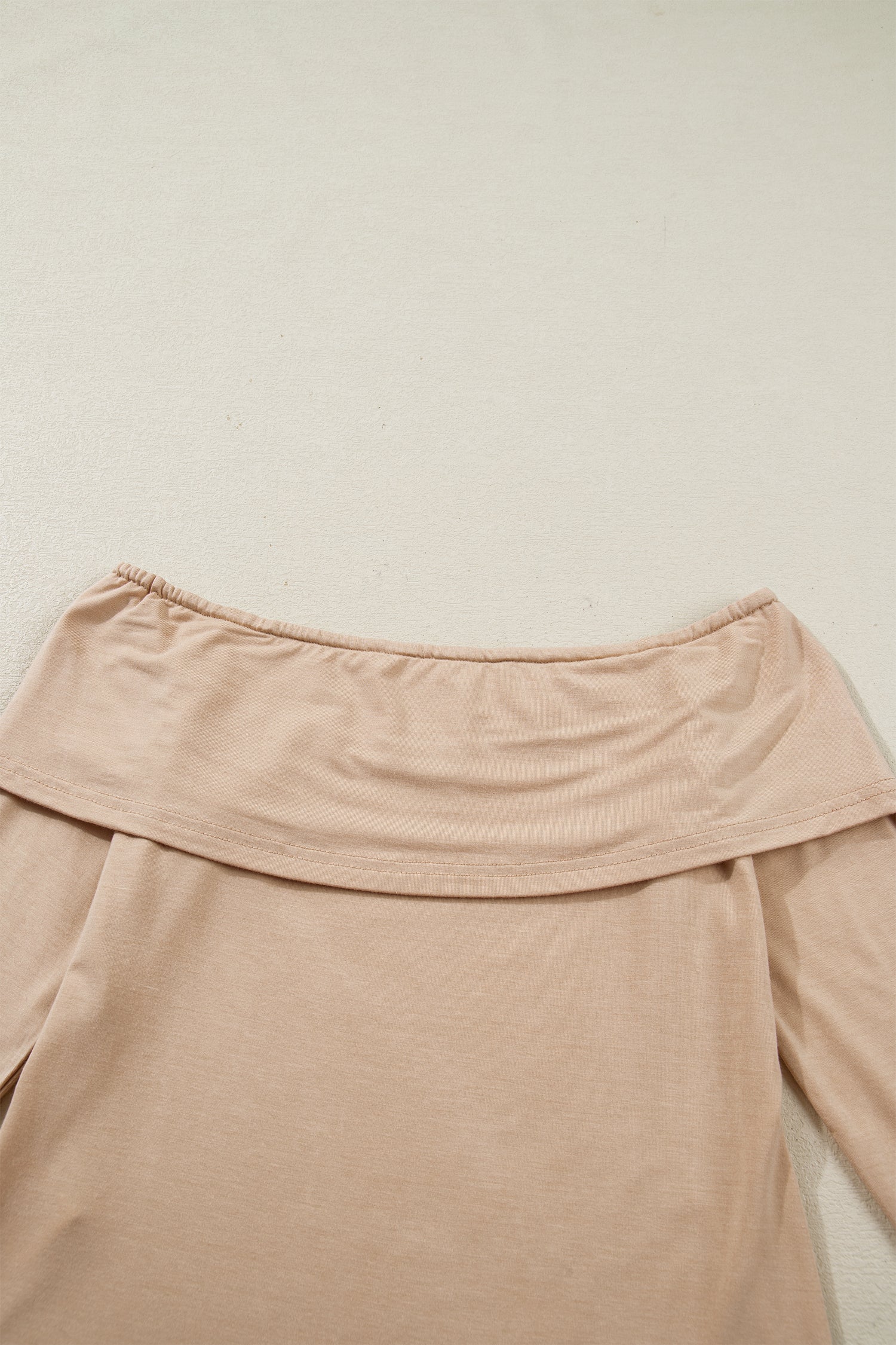 Smoke Gray Foldover Off Shoulder Long Sleeve Slim Top 🇺🇸