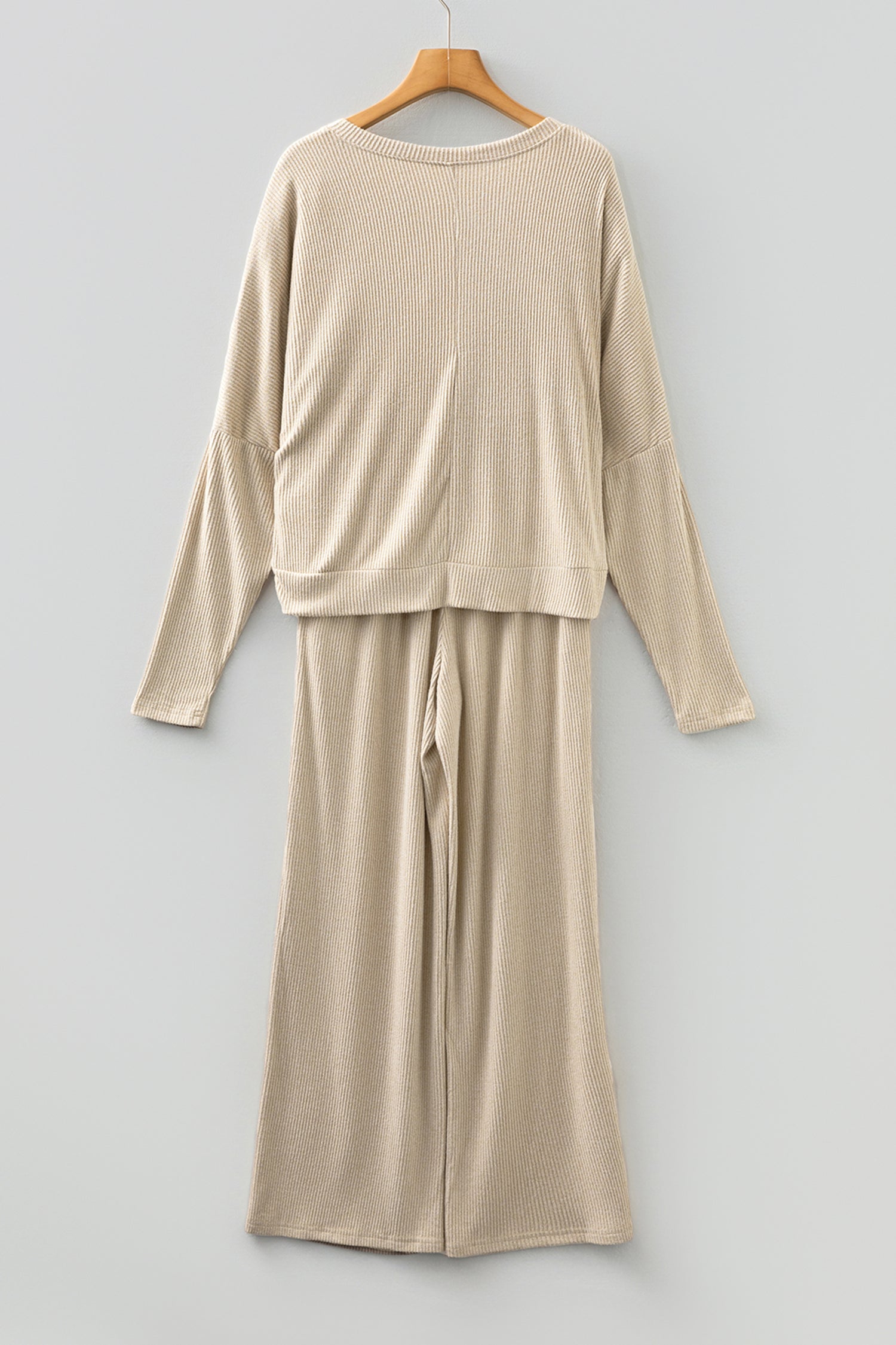 Jet Stream 3D Ribbed V Neck Pullover Drawstring Pants 2 Piece Lounge Set 🇺🇸