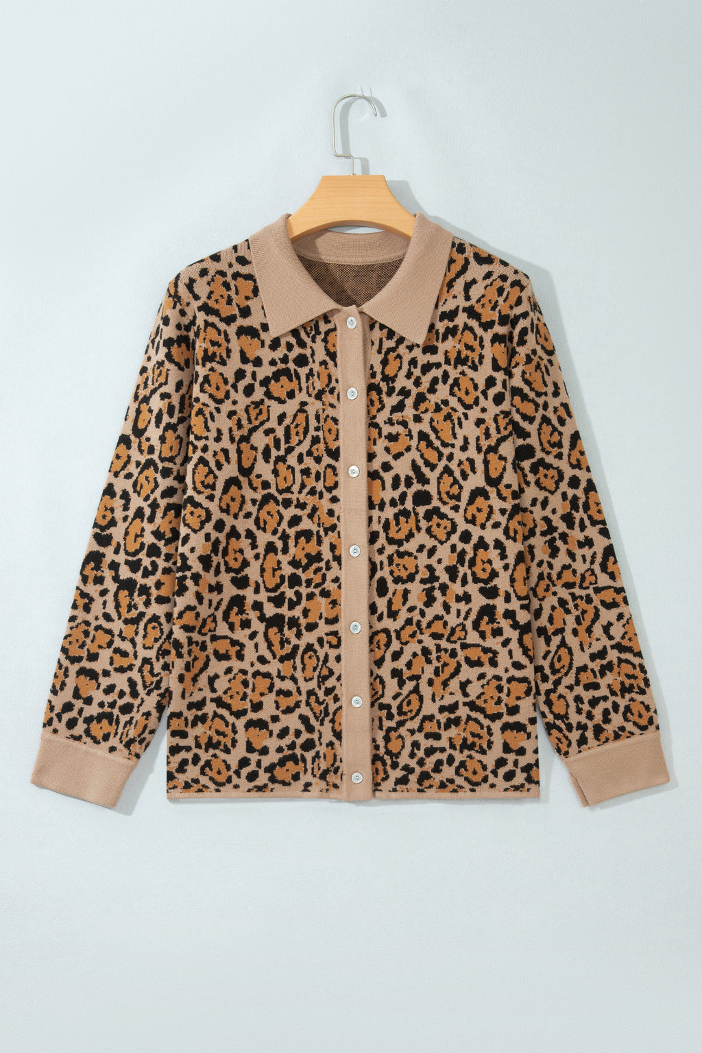 Brown Leopard Print Button-Up Cardigan Long Sleeve Cardigans 🇺🇸