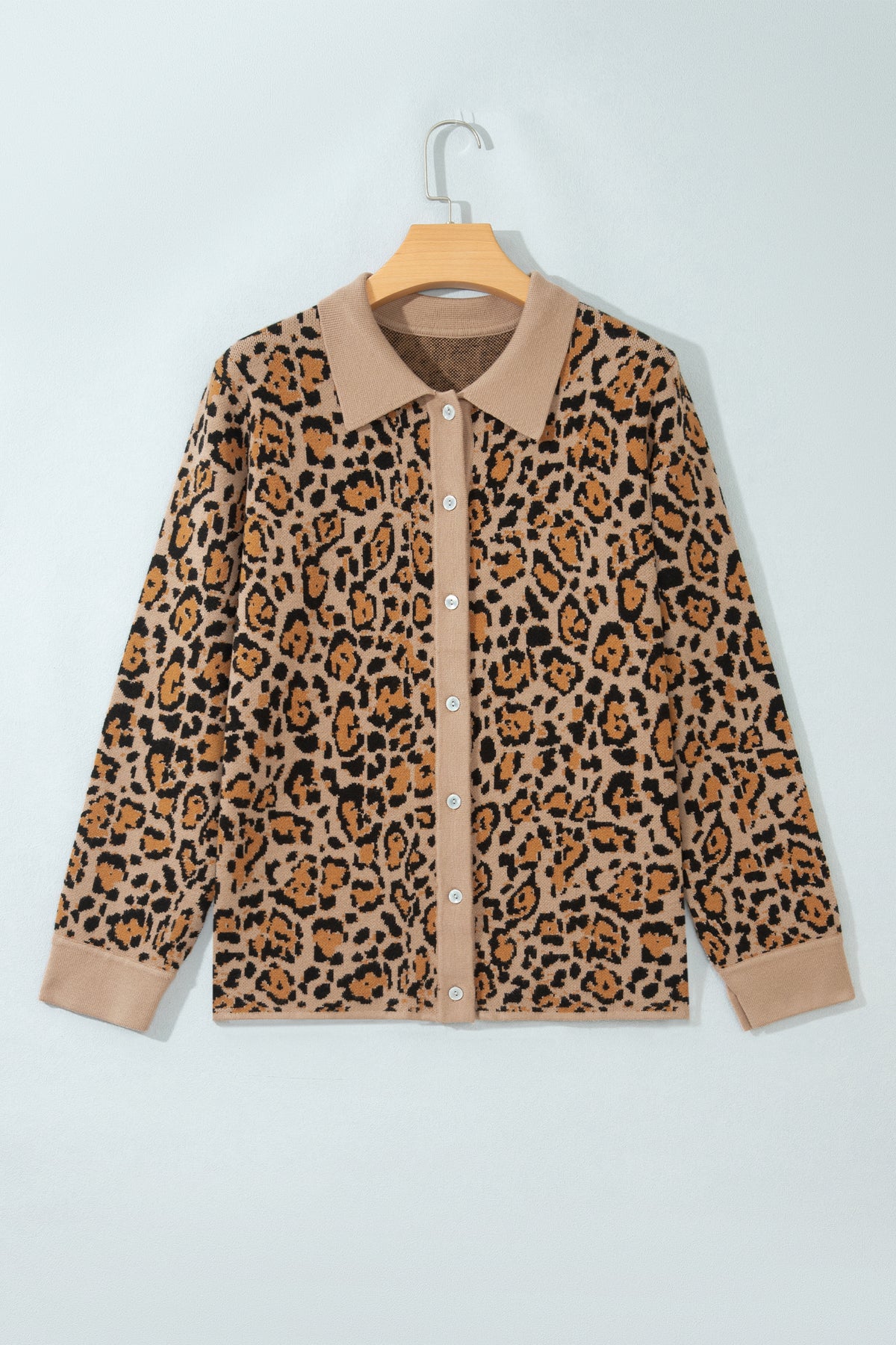 Brown Leopard Print Button-Up Cardigan Long Sleeve Cardigans 🇺🇸