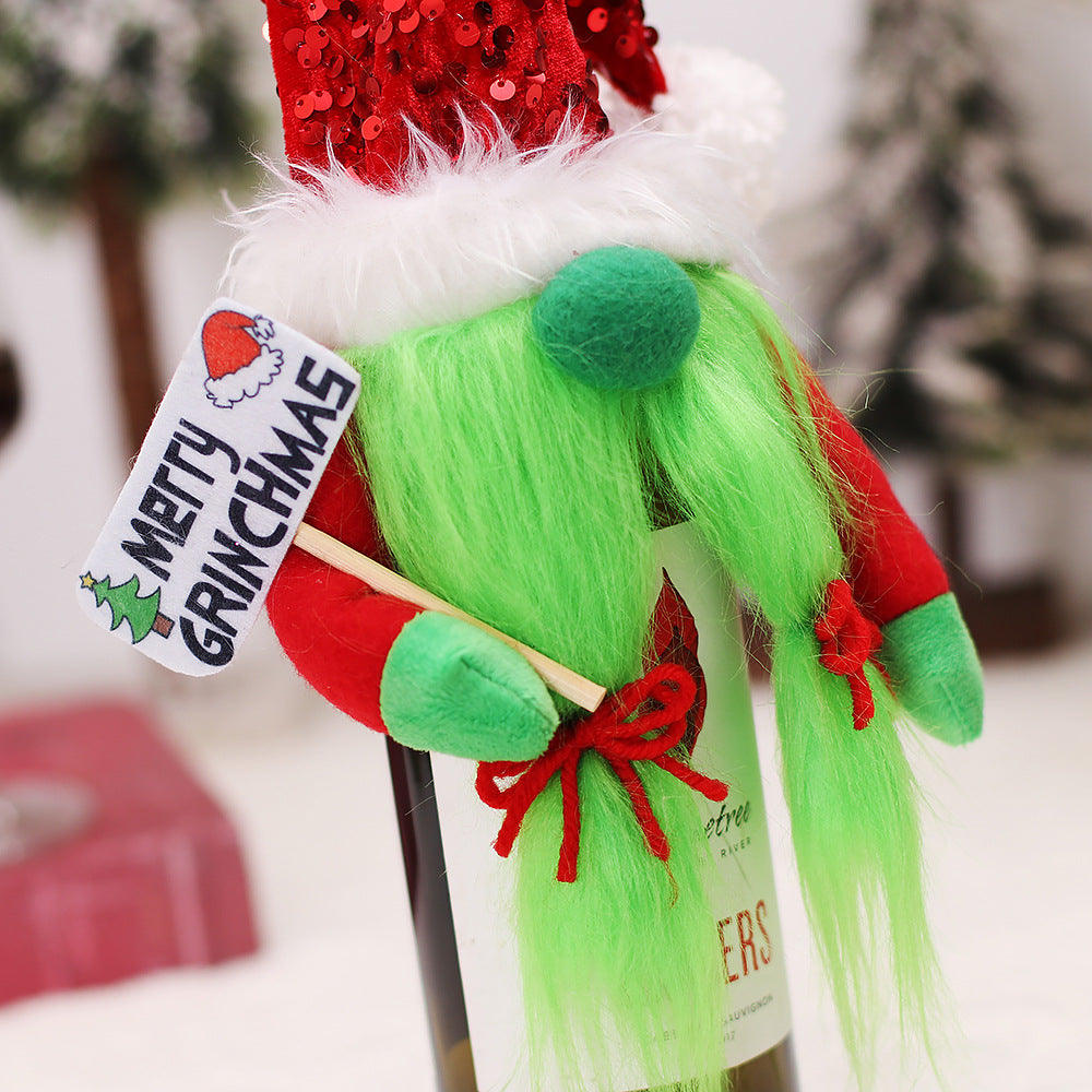 Christmas Couple Grinch Decoration Wine Bottle Set 🇨🇳
