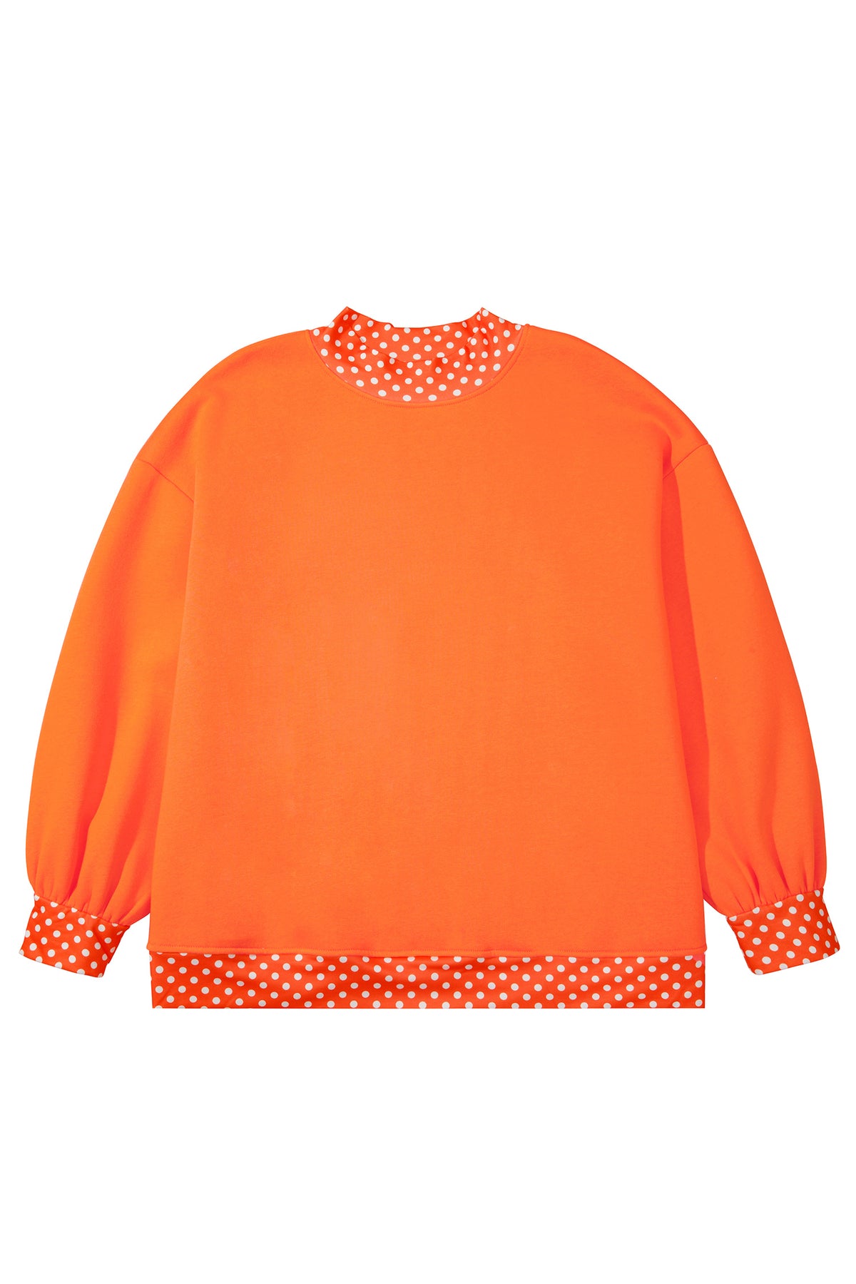 Red Polka Dot Patchwork Round Neck Plus Size Sweatshirt 🇺🇸