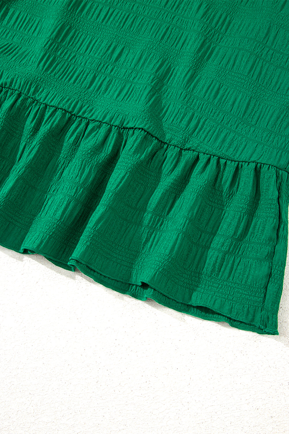 Dark Green Textured Flutter Sleeve Ruffled Mini Dress 🇨🇳