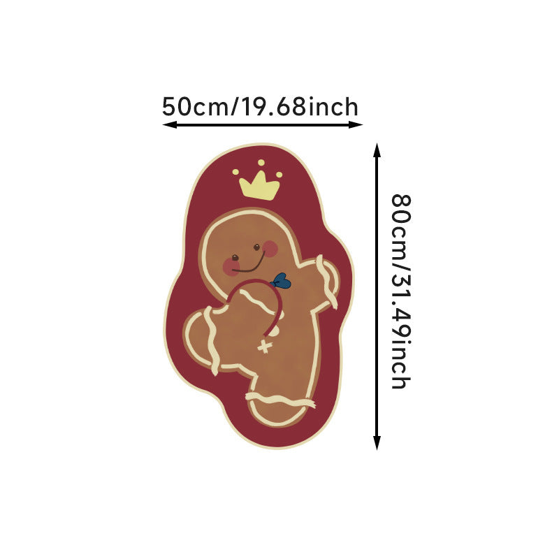 Special-shaped Flannel Christmas Gingerbread Man Carpet Holiday Decoration 🇨🇳