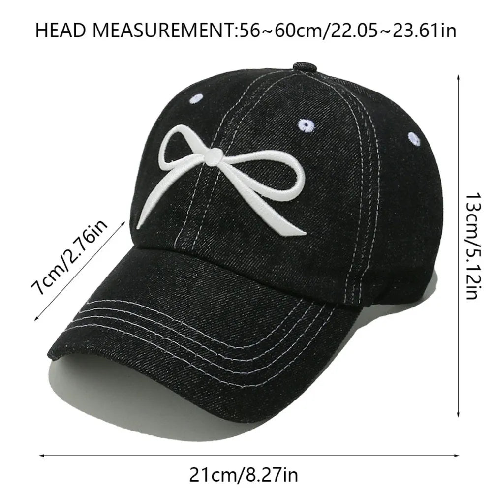 Bow Embroidered Denim Baseball Cap 🇨🇳