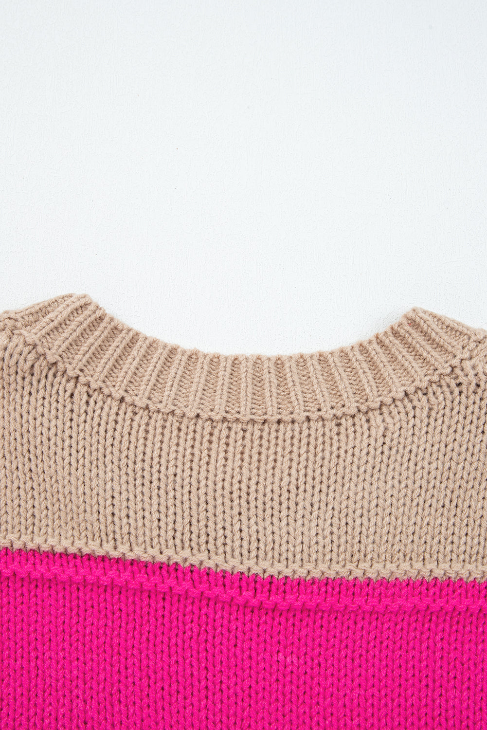 Khaki Stripe Color Block PLus Size Drop Shoulder Sweater 🇺🇸