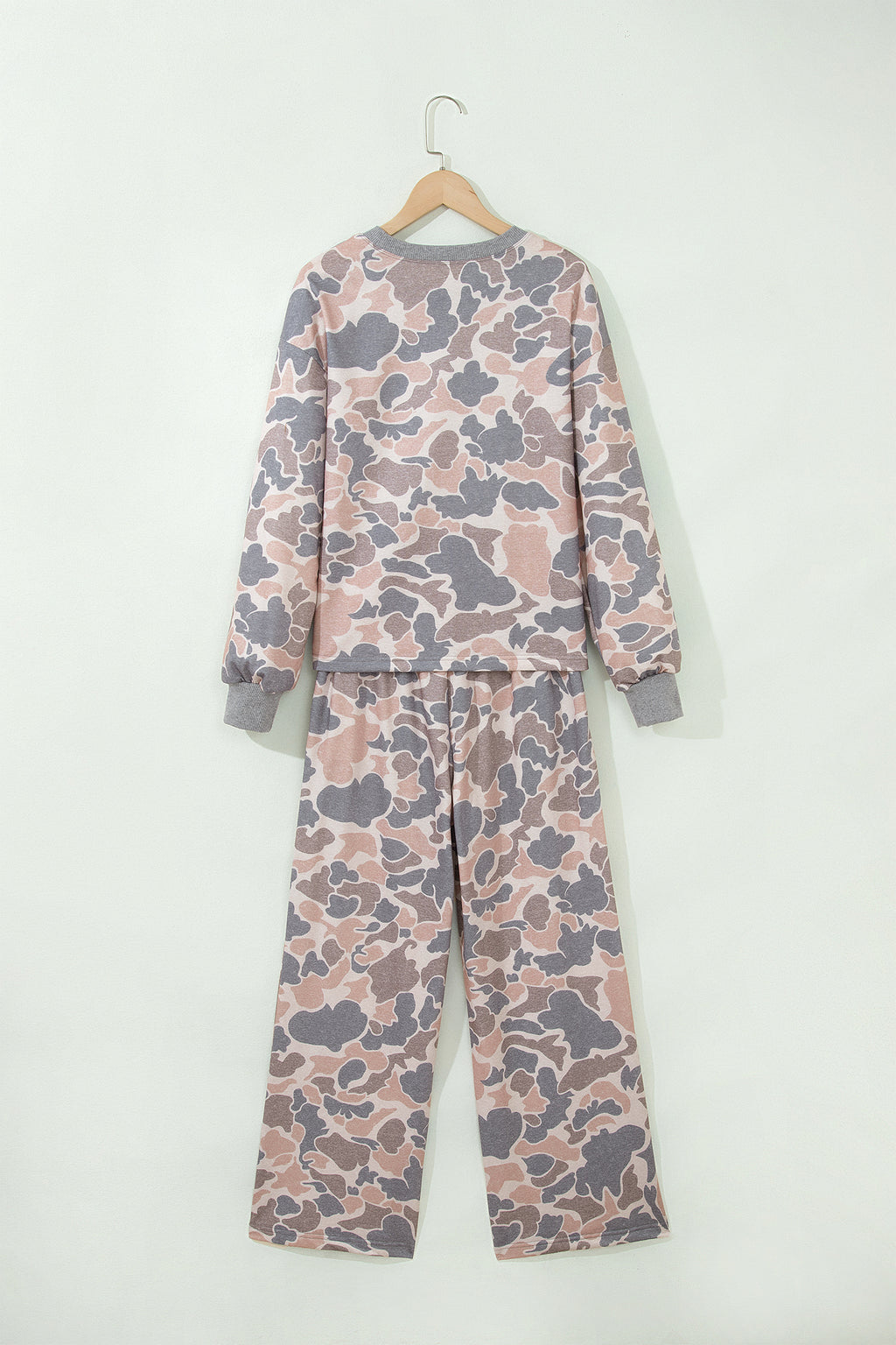 Multicolour Camouflage Print Long Sleeve Top Loose 2pcs Pants Set 🇺🇸