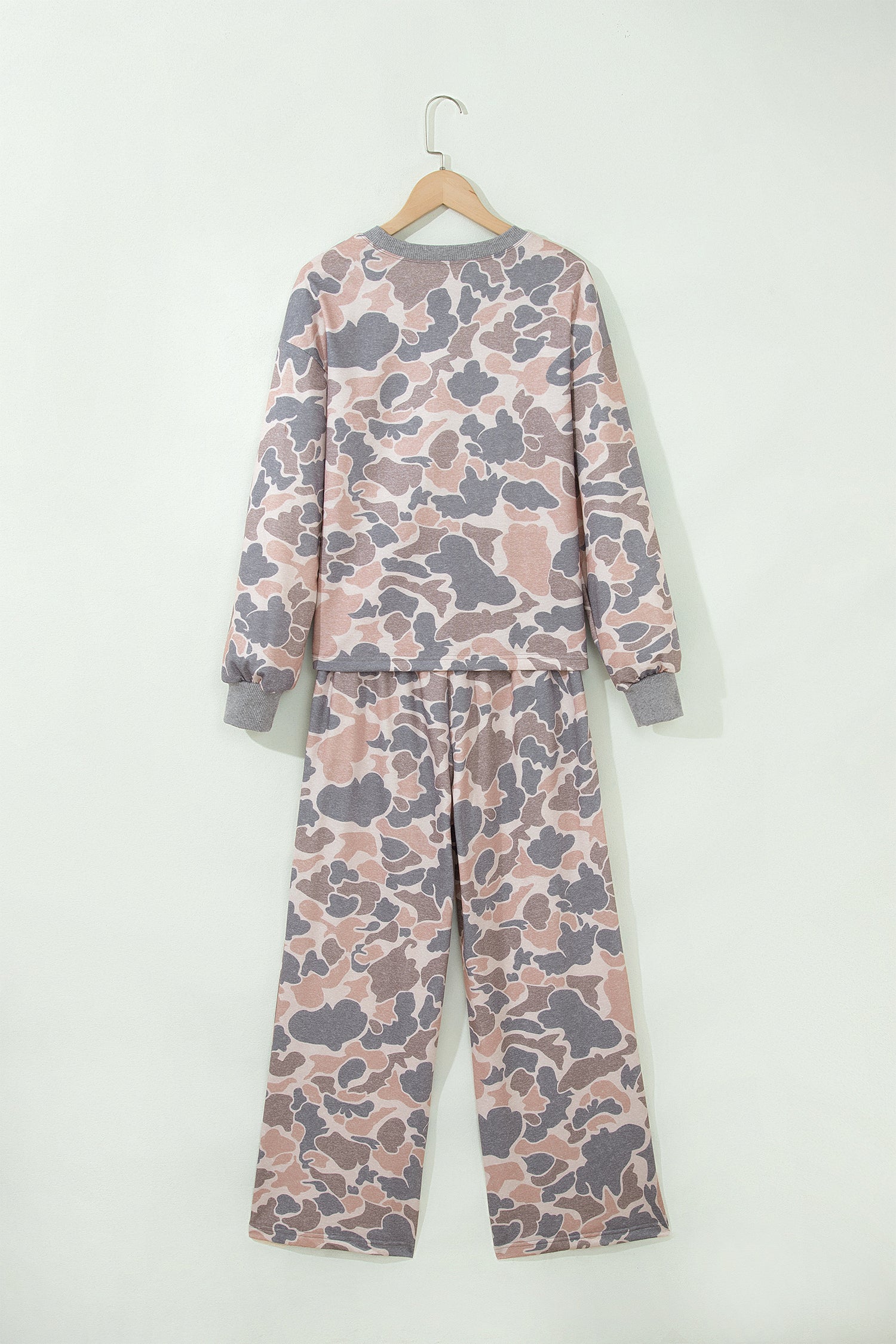 Multicolour Camouflage Print Long Sleeve Top Loose 2pcs Pants Set 🇺🇸