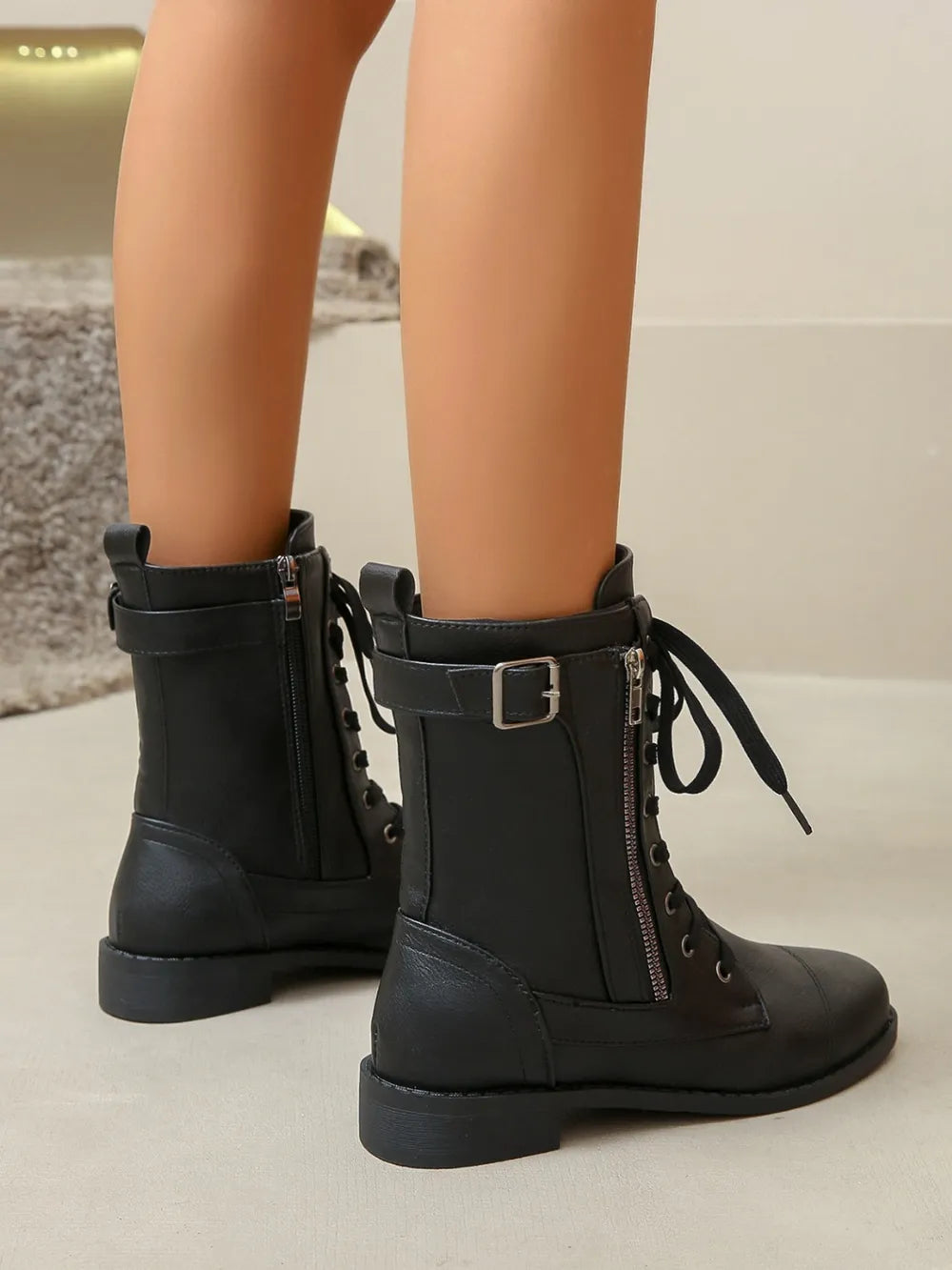 PU Leather Lace-Up Boots 🇨🇳