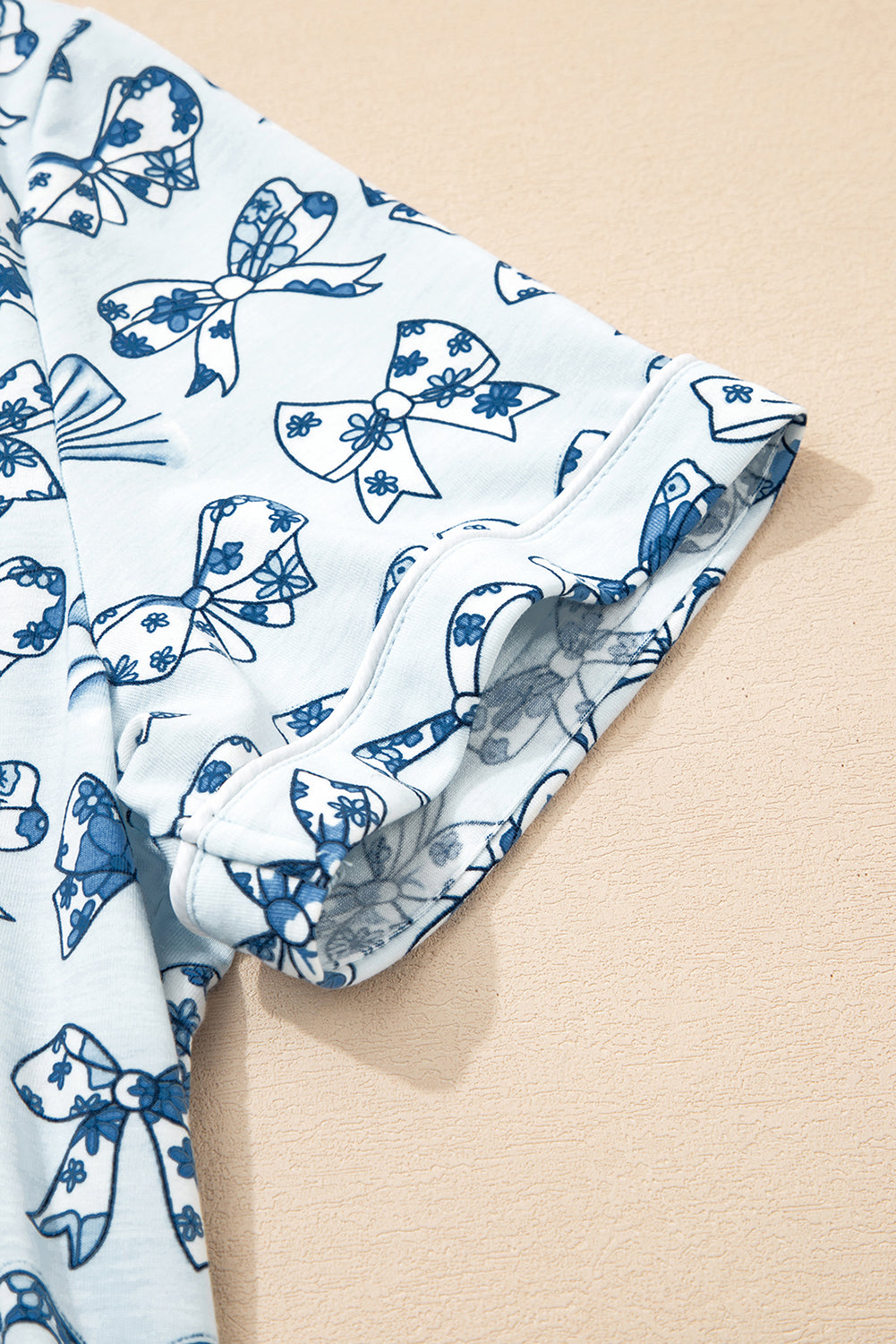 Sky Blue Bow Print Short Pajama Set 🇺🇸