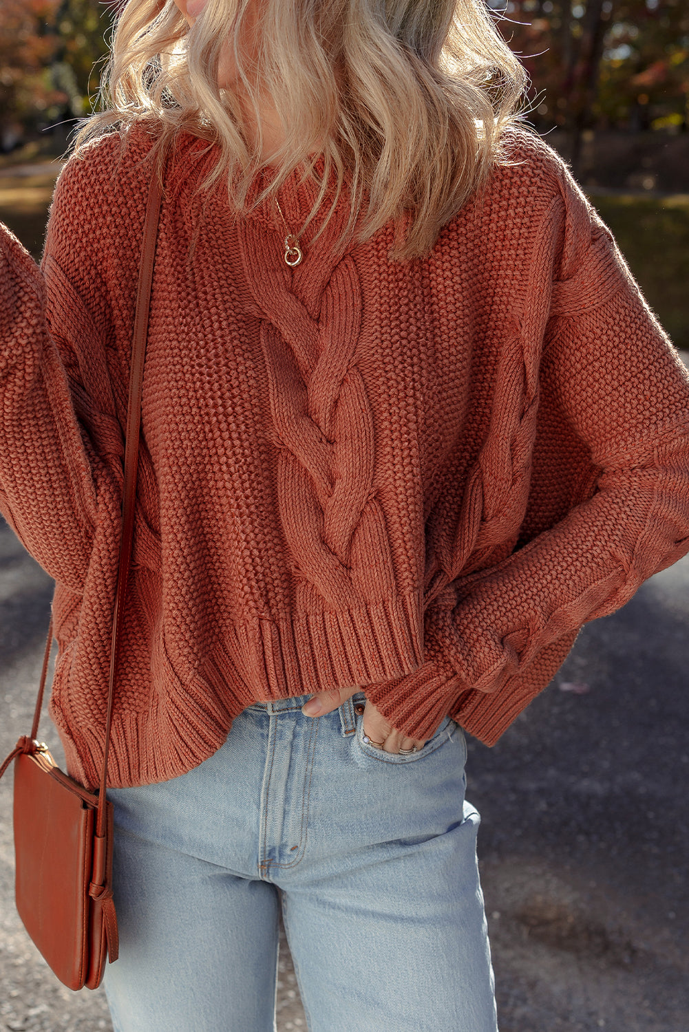 Redwood Burl Chunky Fit Slouchy Textured Knit Sweater 🇺🇸