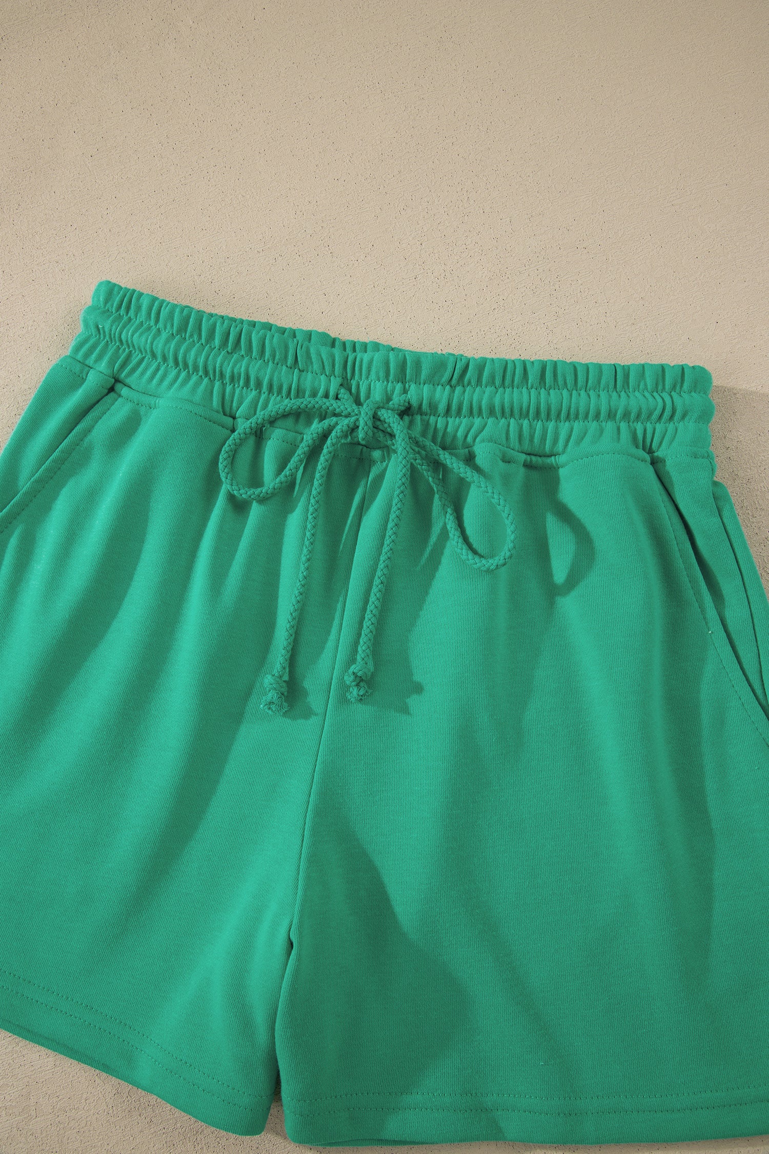 Sea Green Solid Color Loose Tee Drawstring Shorts 2pcs Outfit 🇺🇸