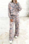 Multicolour Camouflage Print Long Sleeve Top Loose 2pcs Pants Set 🇺🇸